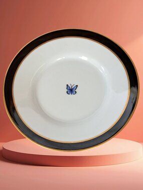 Lynn Chase 1998 Jaguar Jungle 5.5 inch Plate Saucer 24 Karat Gold Rim Butterfly
